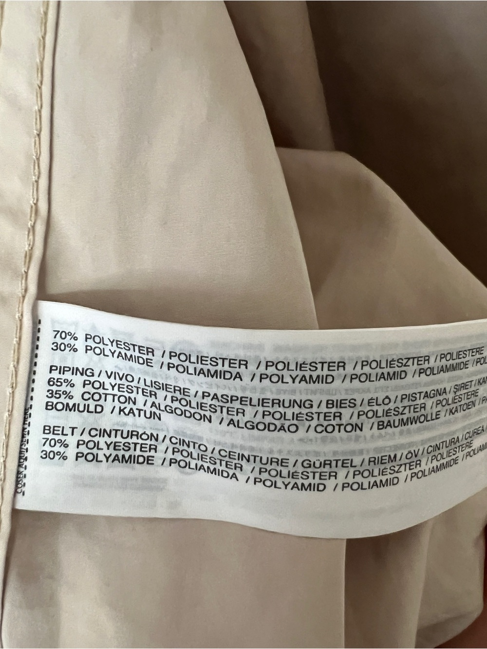 Mango Light Beige Trench Coat with Belt Tie Size XS - Picture 4 of 5